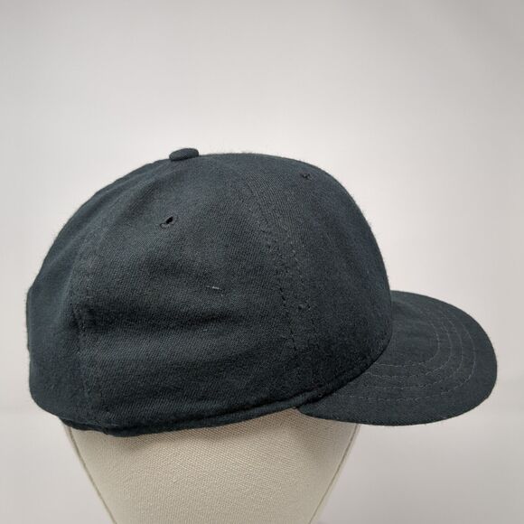 New Era Fitted Hat Black 6 7/8 Solid Blank 6 Panel Vent Holes Outdoor - Picture 4 of 8